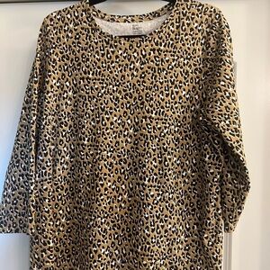 Kim Rogers Leopard Print Long Sleeve Shirt Size XL